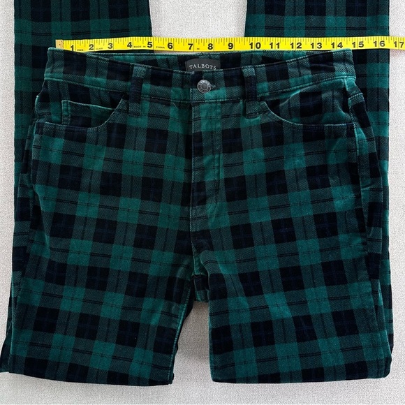 Talbots Velveteen Straight Leg Pants. Size 2. Green Plaid. - Picture 11 of 12